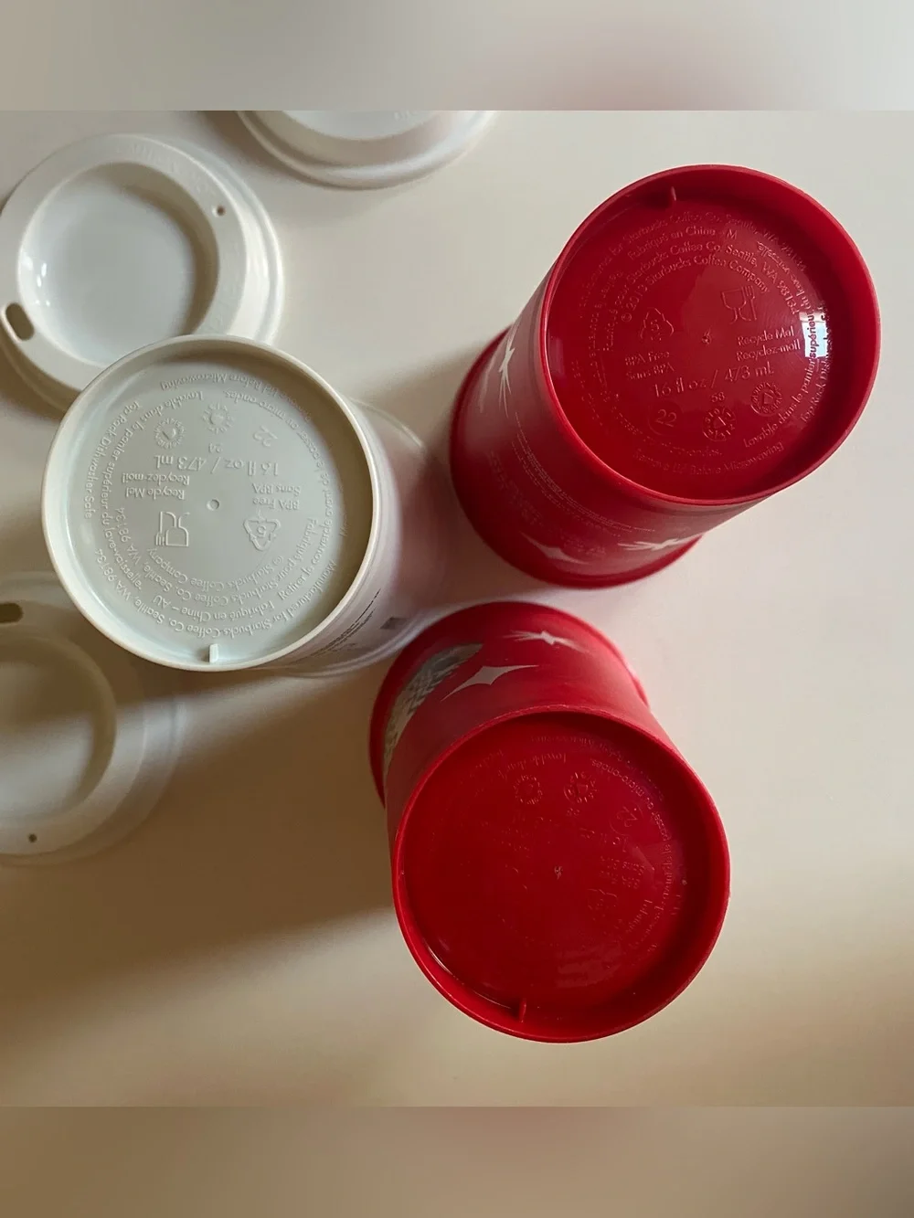 3 - 16 oz Starbucks reusable plastic coffee cups